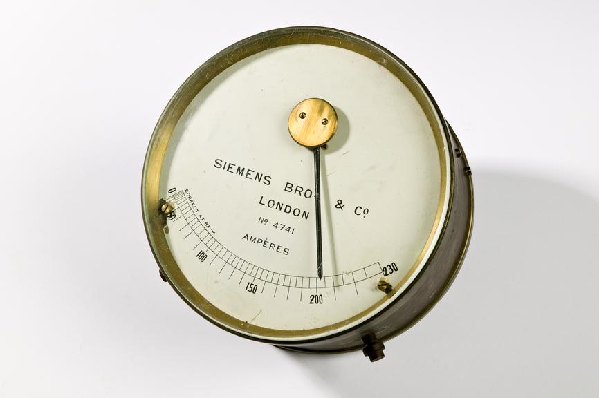 Siemen Bros. & Co ammeter.Photographed on a white background.