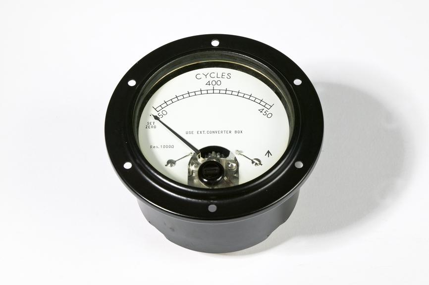 Frequency meter, made by Ferranti Ltd, range 350 - 450 cycles