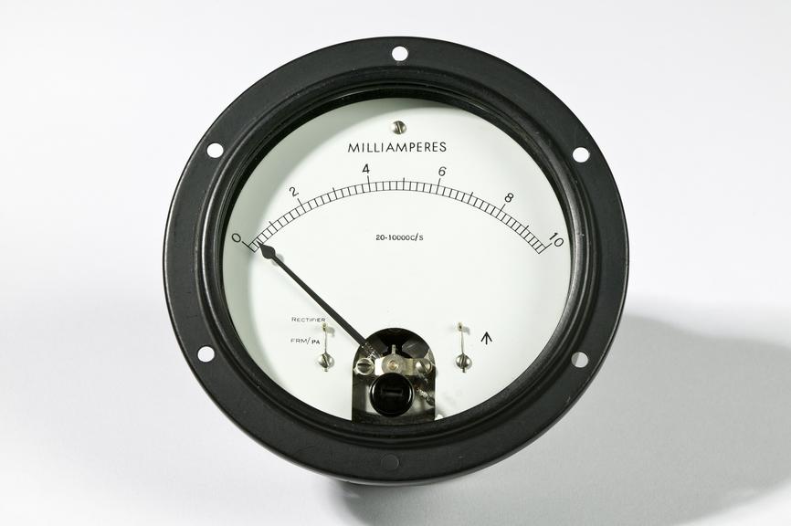 Microammeter.
Photographed on a white background.