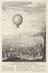 One line engraving: Ascent of a Montgolfier balloon, Lyon