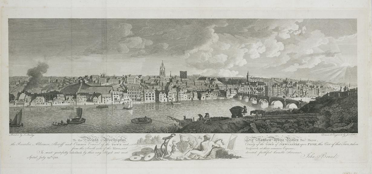 Line engraving "View of Newcastle-upon-Tyne" by J