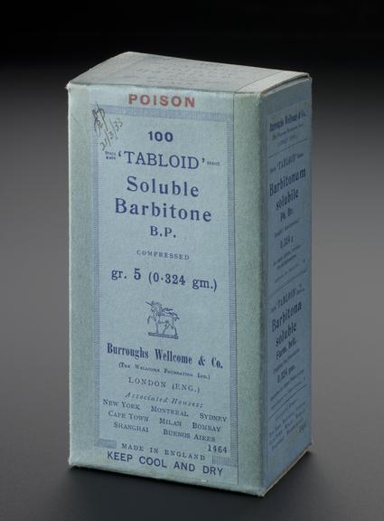 Dummy bottle of 'Tabloid' Soluble Barbitone, B.P.