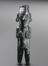 Silver male deity statue, Peruvian.