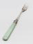 One pickled onion fork with green Parkesine handle; steel blade