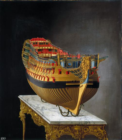 Painting. [Model of HMS Victory; bow view].  / - [1744]