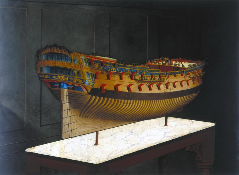 Painting. [Model of HMS Berwick, stern view]. - [1747]