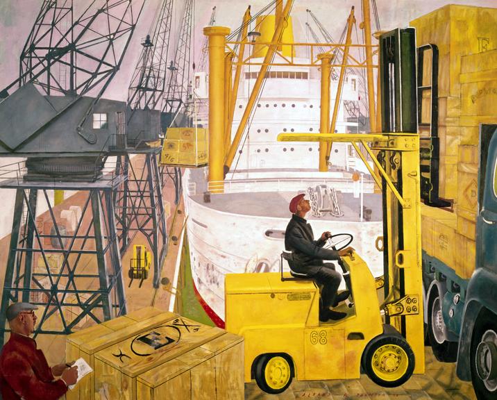 Painting. [Mechanical handling at the docks] / A R Thomson