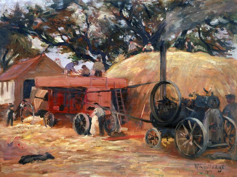 Painting. [Steam threshing] /  by William Cartledge, 1914