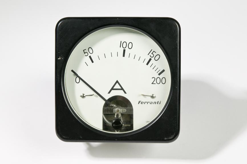 Ferranti Ltd type MIN F4 ammeter
Photographed on a white