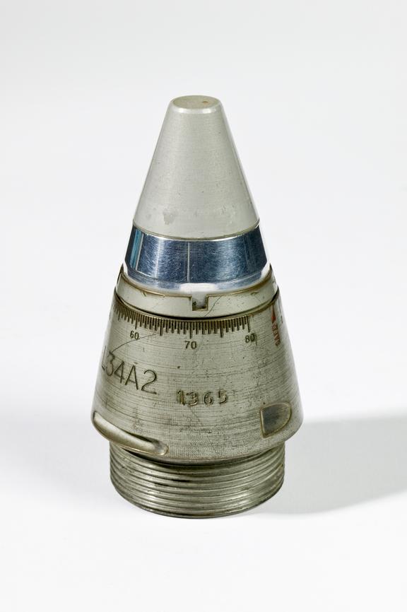 Ferranti L32A shell fuze
Photographed straight on view on a