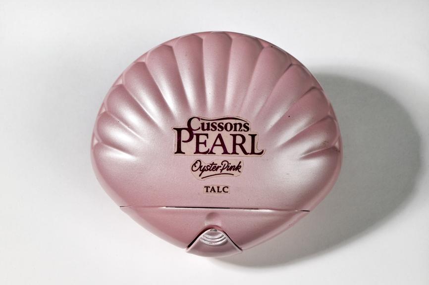 Cussons Pearl Oyster Pink Talc shell shaped container