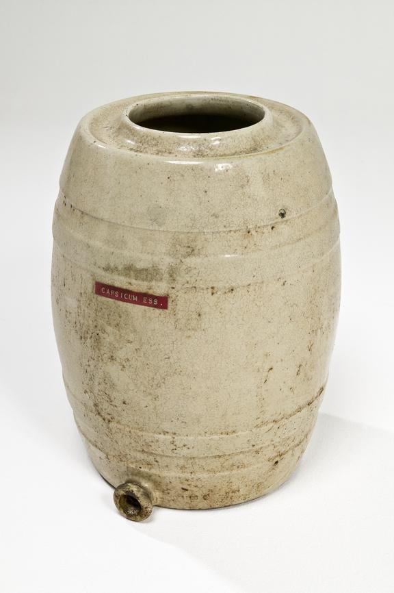 Ceramic storage keg container used at Vimto
