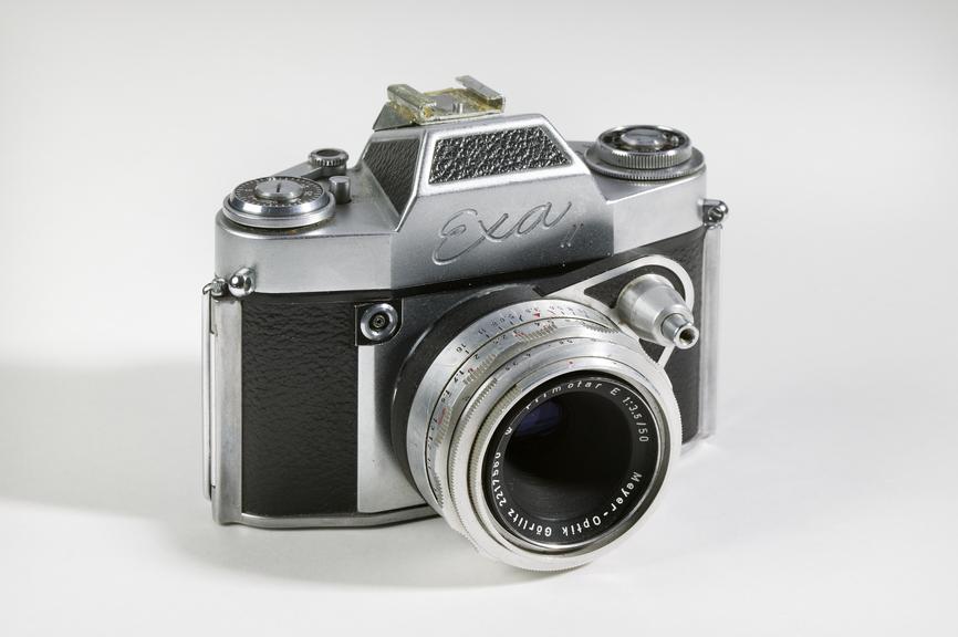 Ihagee Exa II camera.Photographed on a white background.