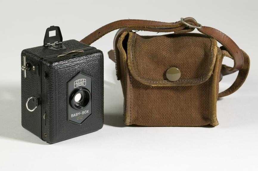 Baby Box camera with canvas case, made  by Zeiss Ikon, c. 1935