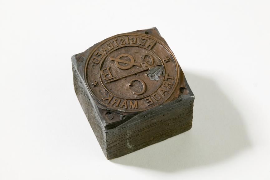 Wooden stamp with brass engraved Grimshaw Brothers registered