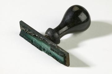 Director's signature stamp used at Grimshaw Brother's and Son's Chemical Works in Clayton