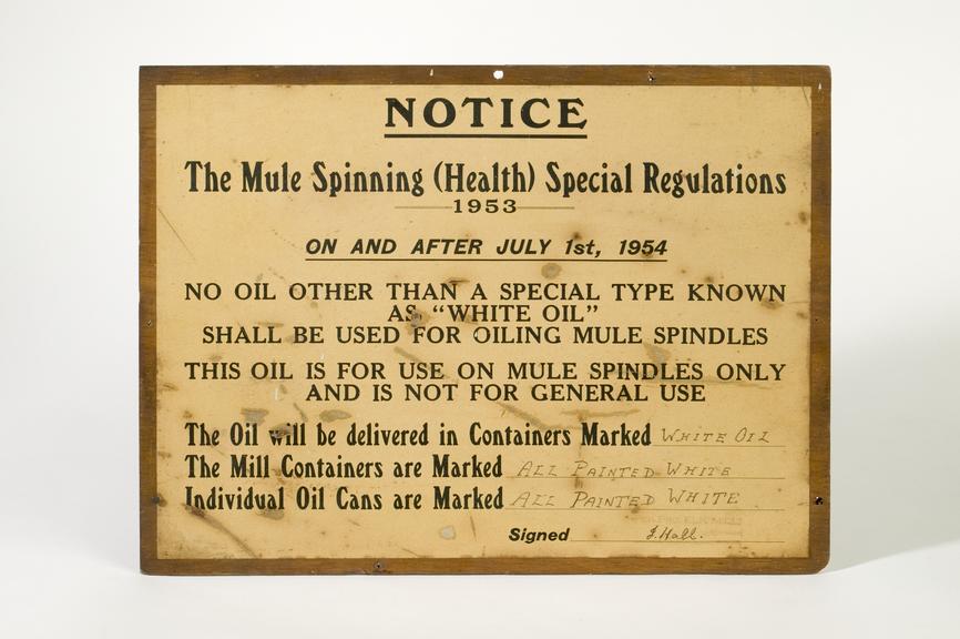 sign used at Elk Mill, Royton.