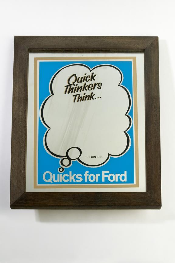 Mirror marked with details of Quick's