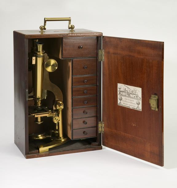 Binocular microscope with case, made by J. B. Dancer, c.1855