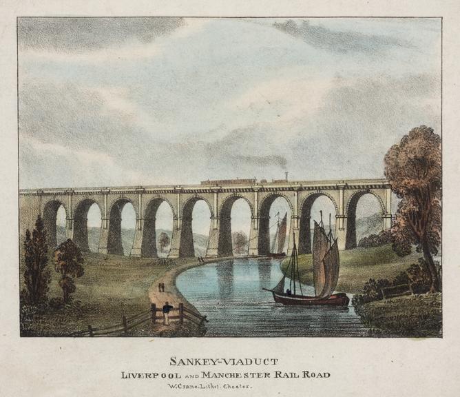 Three coloured lithographs. Liverpool & Manchester Railway. by W. Crane