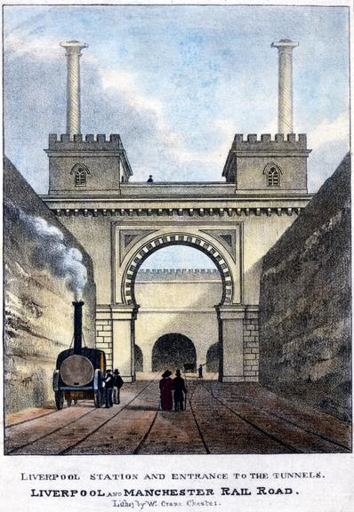 Three coloured lithographs. Liverpool & Manchester Railway. by W. Crane