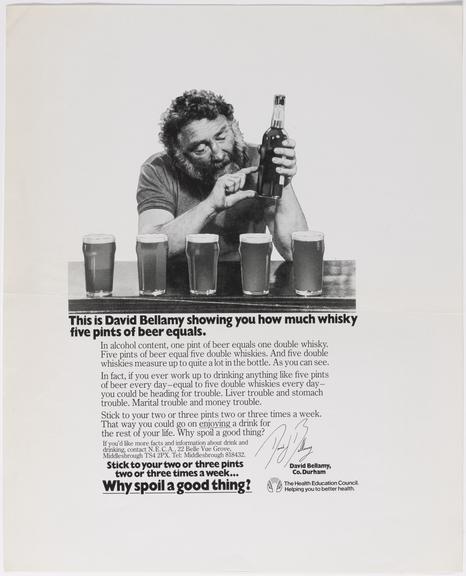 This is David Bellamy showing you how much whisky five pints of beer equals