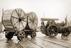 Works photographic negative of two heavy drums on trailer