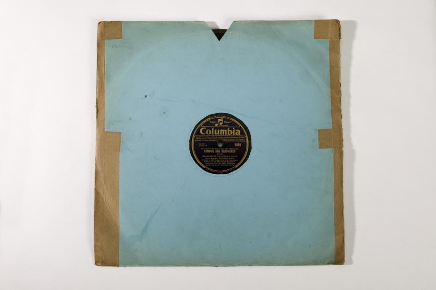 Gramophone record in blue paper sleeve; recording of 'Nymphs