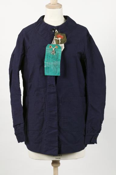 Jacket from sealed pattern two-piece overalls used by a female aircraft factory worker