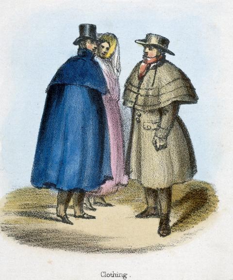 'Clothing', 1845. Detail from print. coloured lithograph