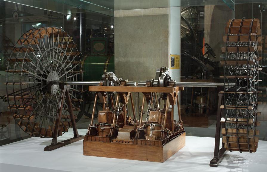 Model paddle wheel engines of the "Great Eastern" steamship