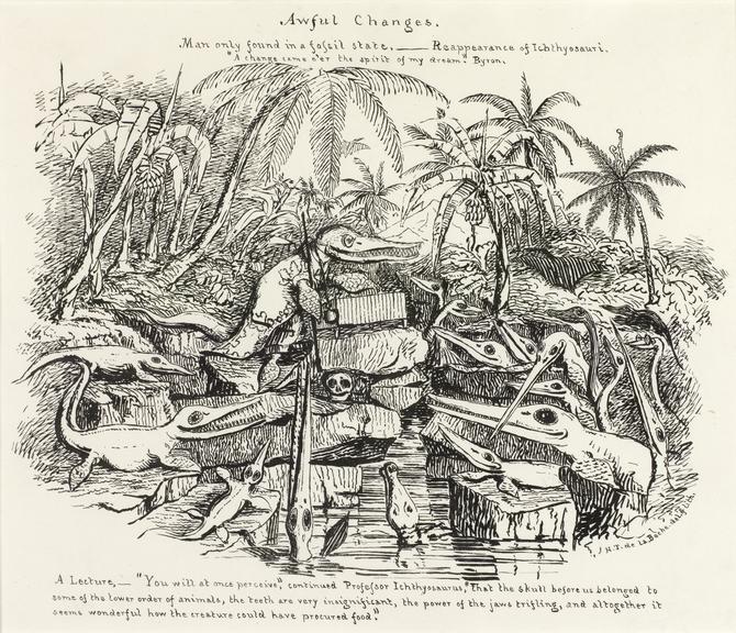 Lithograph, pen: 'Awful Changes'. H.T. de la Beche del. et lith