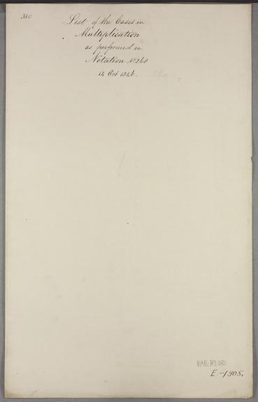 List of the cases in multiplication as performed in Notation no. 268.