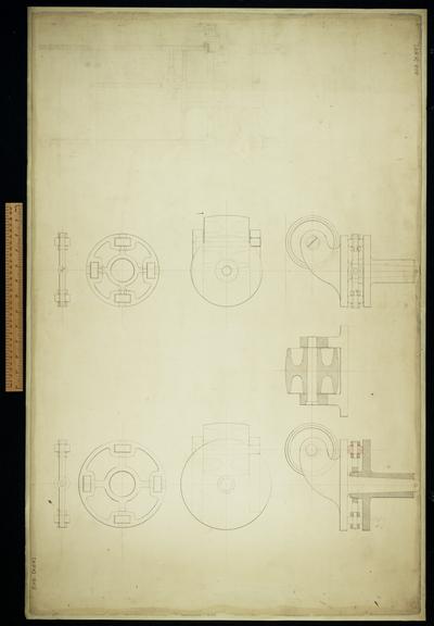 End views of printing part, frame and castor.