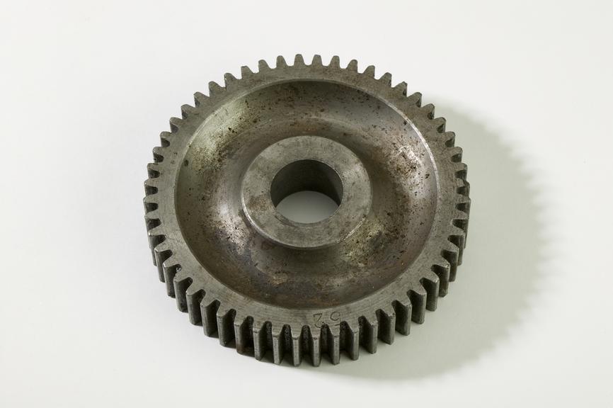 Gear from a textile machine.
Photographed on a white background.