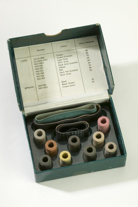 Box of roller covering samples made by Armstrong Cork Company