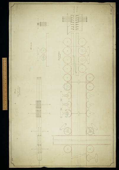 Probably a plan and elevation showing store and mill racks.