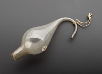 Pear shaped glass, curved tube from top, straight tube from bottom