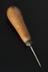 Steel bradawl with turned hickory handle, brass ferrule and securing nut