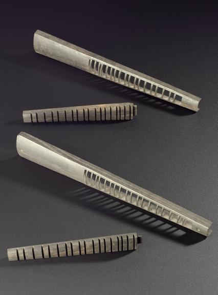 Pair of ebony violin fingerboard shape and sized hollow fabrications
