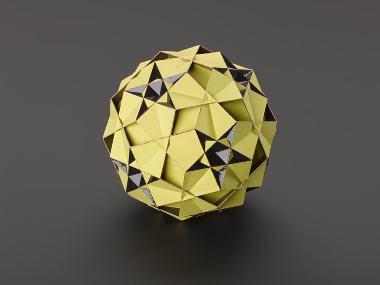 Rhombicosahedron a semi-regular solid (polyhedra model (card))