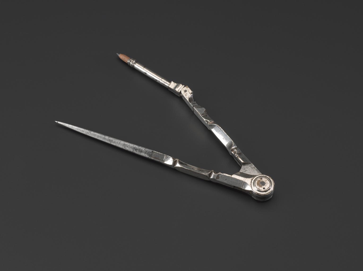 Pair of silver compasses, 18th century, | Science Museum Group Collection