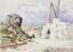 Stone quarry on the Island of Portland - 1889. Unsigned watercolour