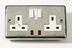 Double three-pin silver wall electric socket made by Deltasafe