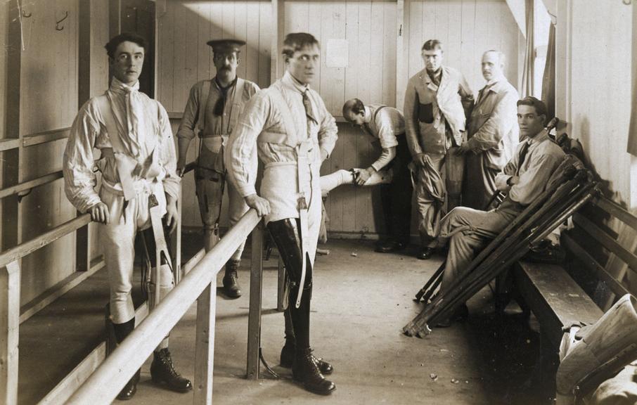 Soldiers wearing artificial legs, c1915-1918.