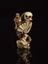 Netsuke in form of skeleton holding fan and Tanuki the badger