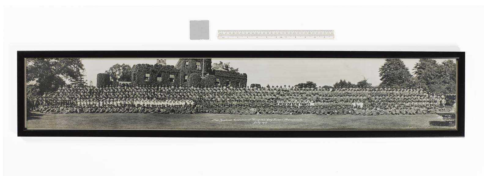 Framed group black and white photograph