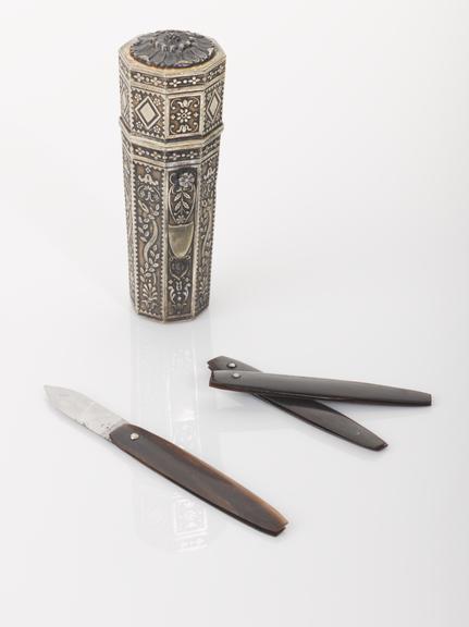 Lancet case, leather cover, and lancets | Science Museum Group Collection