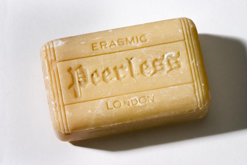 Erasmic Peerless soap.
Photographed on a white background.