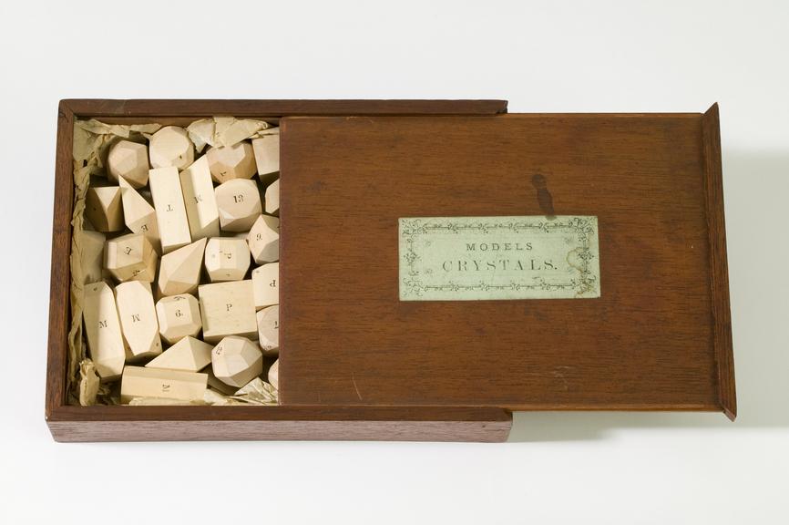 Box of Larkin's models of crystals, made by Bryce Wright, c